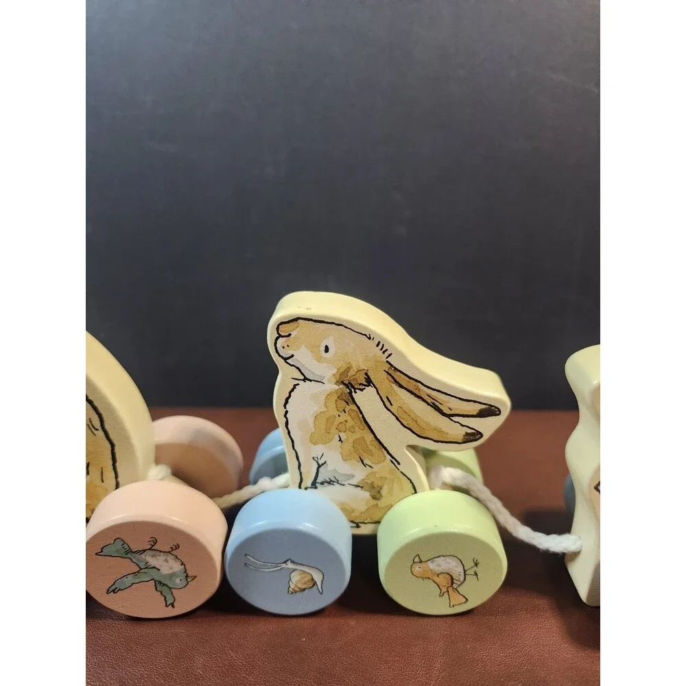 Guess How Much I Love You Wooden Pull Toy From Book 2023 Bunnies Snail Wheels